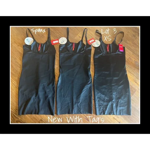 Spanx Open-Bust Full Slip Smartgrip Very Black Size XS Lot of 3 New With Tag