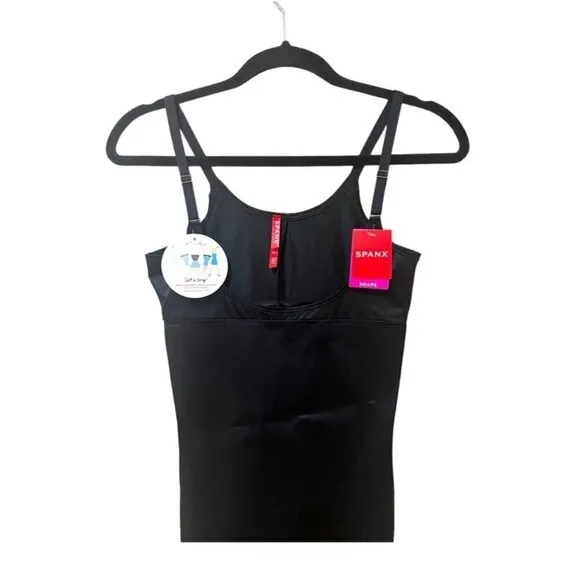 SPANX Shapewear Dress SMALL BLACK Open Bust Full Slip SmartGrip 10178R $88
