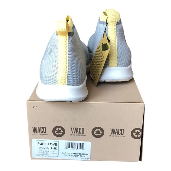 Spenco Pure Love Glacier Grey Stretch Knit Orthotic Support Shoes Size 9.5D NIB