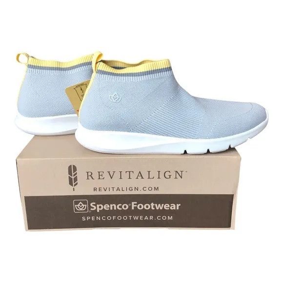 Spenco Pure Love Glacier Grey Stretch Knit Orthotic Support Shoes Size 9.5D NIB