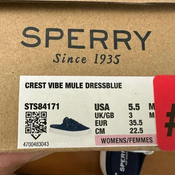 SPERRY Women's Crest Vibe Mule Canvas Sneakers size 5.5