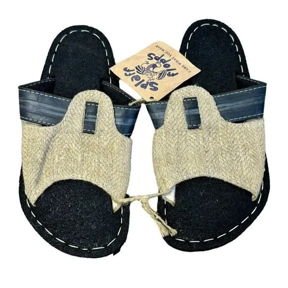 SPLAFF Eco Conscious Hipster Sandals Recycled Tires Tubes Hemp Slip Ons Sz 6 NEW
