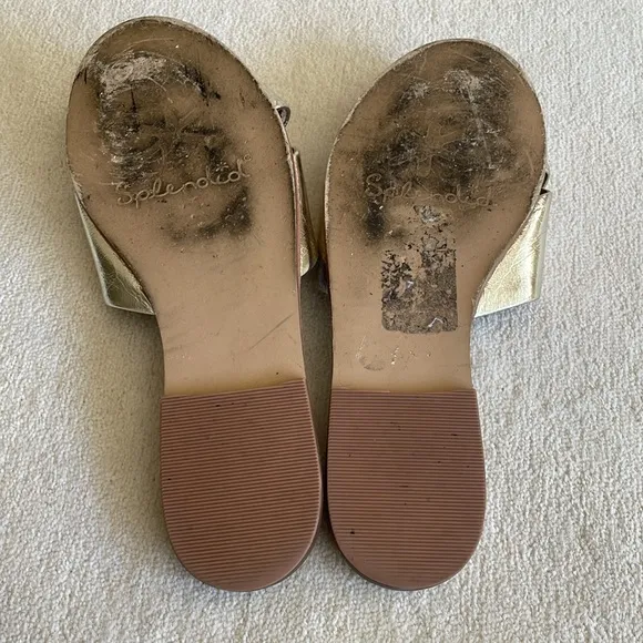 SPLENDID gold leather slides size 8.5