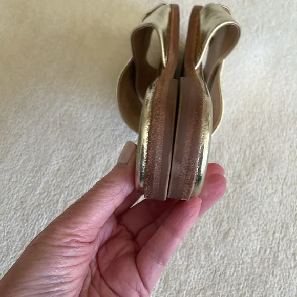 SPLENDID gold leather slides size 8.5