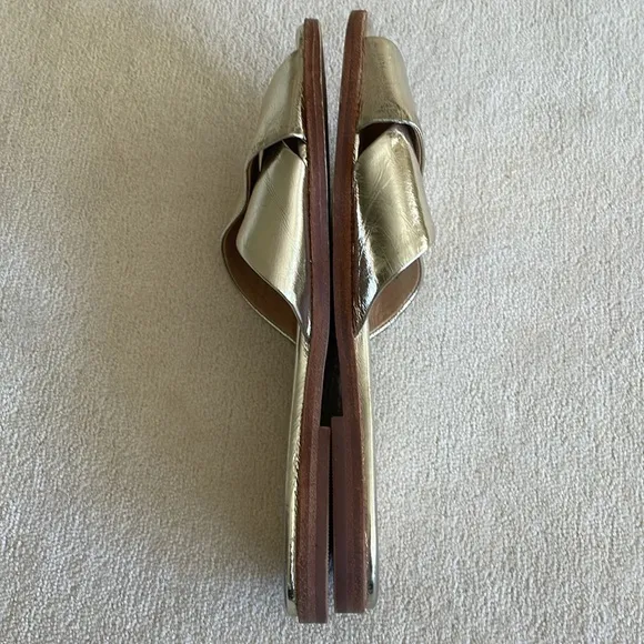 SPLENDID gold leather slides size 8.5