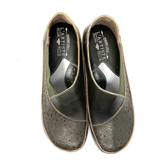 Spring Step L'Artiste BURBANK Leather Clogs Green