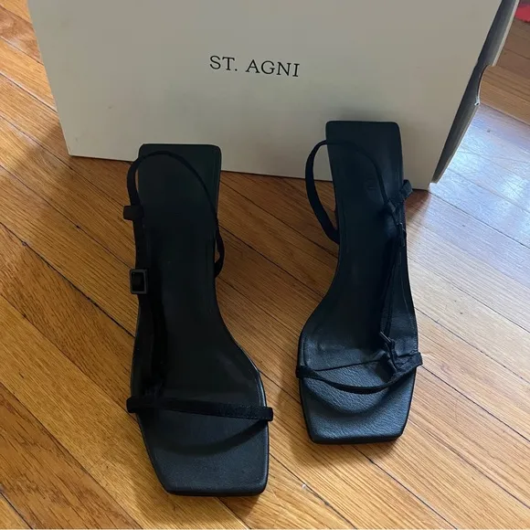 St. Agni Brasserie Strappy Wedge Heel Slides NWT