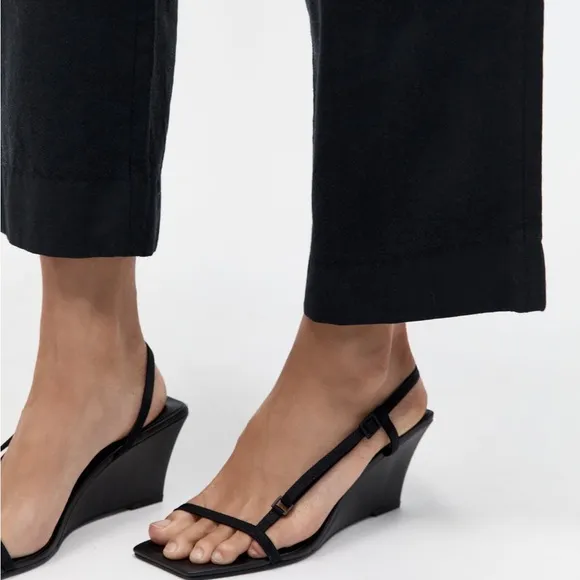St. Agni Brasserie Strappy Wedge Heel Slides NWT