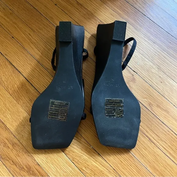St. Agni Brasserie Strappy Wedge Heel Slides NWT