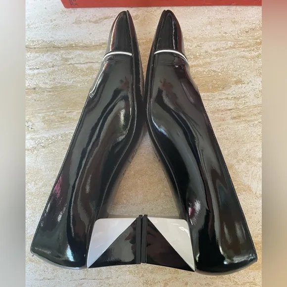 St. John Black White Patent Leather Pump