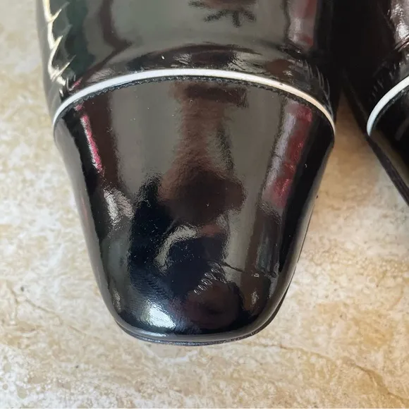 St. John Black White Patent Leather Pump