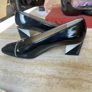 St. John Black White Patent Leather Pump