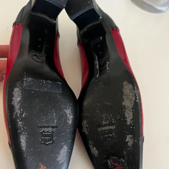 St John Womens Heels Red Cap Toe Block Heel Size 6