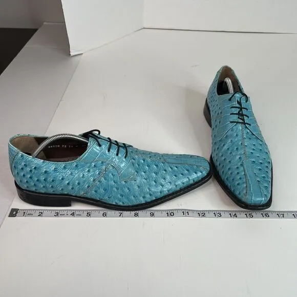 Stacy Adams Men’s Dress Shoes 12M, Blue Leather, Ostrich Print, Oxfords Rare VTG