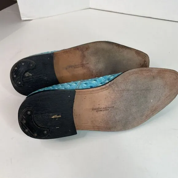 Stacy Adams Men’s Dress Shoes 12M, Blue Leather, Ostrich Print, Oxfords Rare VTG