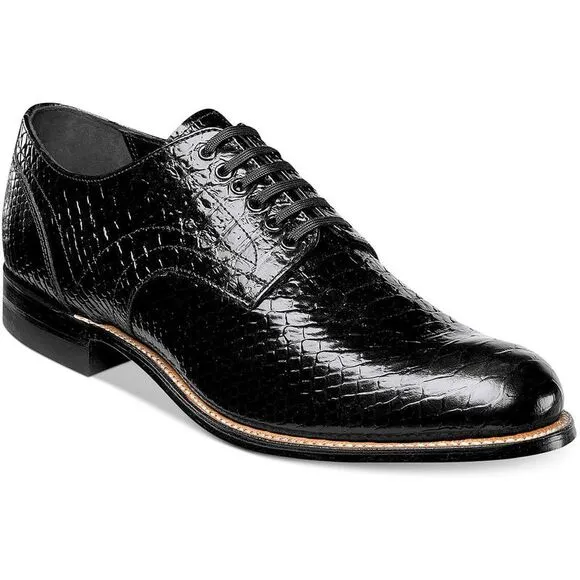 Stacy Adams Mens Madison Black Snake Embossed Leather Oxfords Shoes New