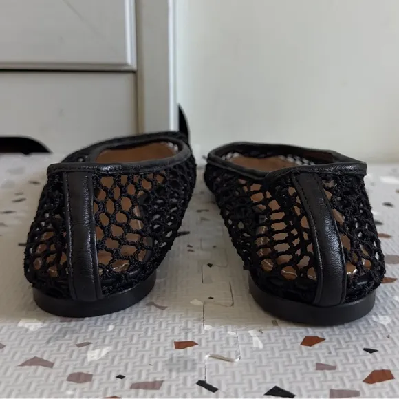 Staud Alba Ballet Flat in Black Netting Size 37
