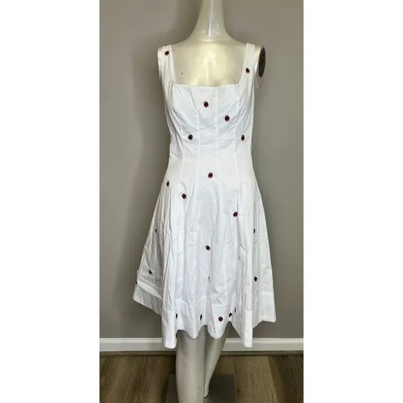 STAUD MINI WELLS DRESS LADYBUGS SIZE 10 $295