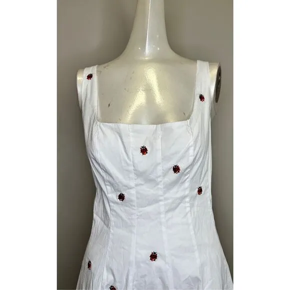STAUD MINI WELLS DRESS LADYBUGS SIZE 10 $295