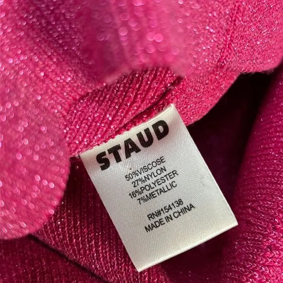 Staud Quartz Metallic Pink Lurex Midi Slip Dress Party Cocktail Bodycon Large