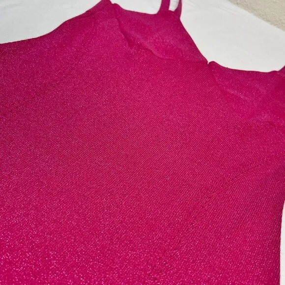Staud Quartz Metallic Pink Lurex Midi Slip Dress Party Cocktail Bodycon Large