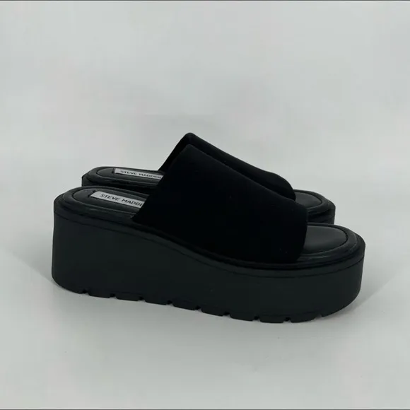 Steve Madden 90s Inspired Super Chunky Platform Scrunchy Fabric Slip On Slides