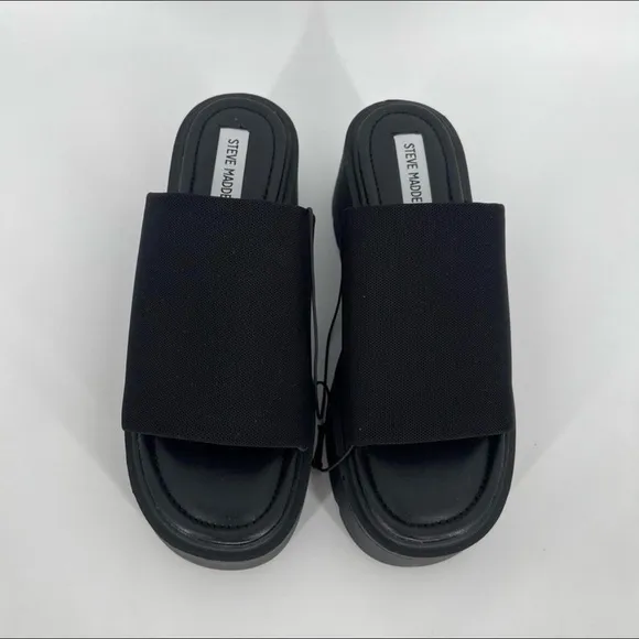 Steve Madden 90s Inspired Super Chunky Platform Scrunchy Fabric Slip On Slides