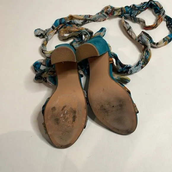 Steve Madden blue block heels with fabric tie