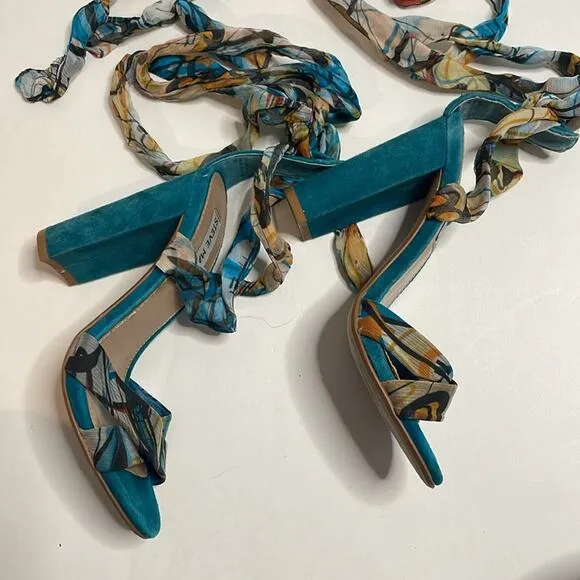 Steve Madden blue block heels with fabric tie