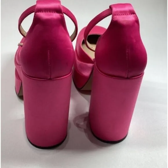 Steve Madden Charlize Satin double platgorm pumps in hot Pink