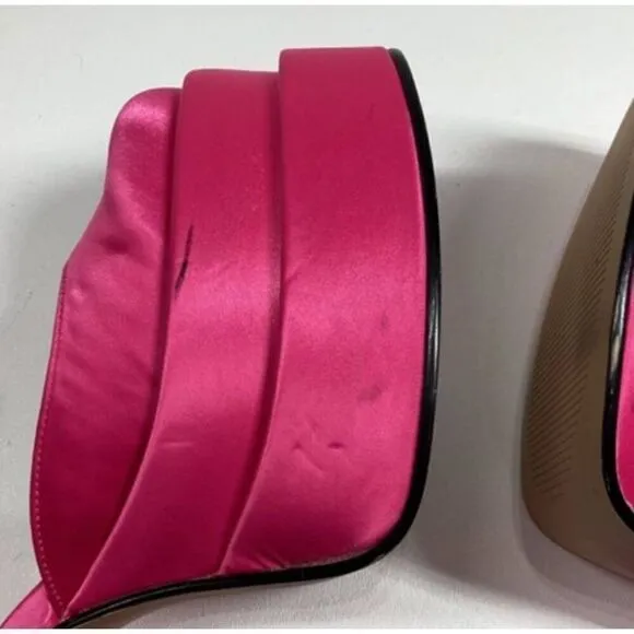 Steve Madden Charlize Satin double platgorm pumps in hot Pink