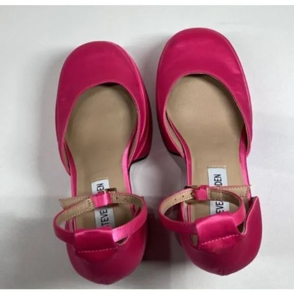 Steve Madden Charlize Satin double platgorm pumps in hot Pink