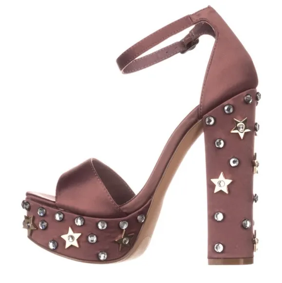 Steve Madden Dusty Rose Glory Studded Chunky Platform Heels