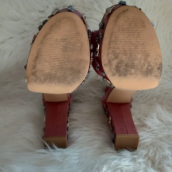 Steve Madden Dusty Rose Glory Studded Chunky Platform Heels
