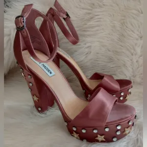Steve Madden Dusty Rose Glory Studded Chunky Platform Heels