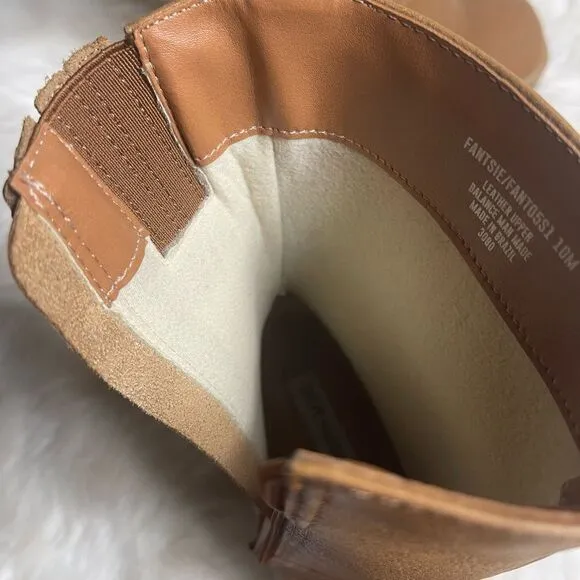 Steve Madden Fantasy Leather Tan  Square Toe Mid-Calf platform block heels SZ10M