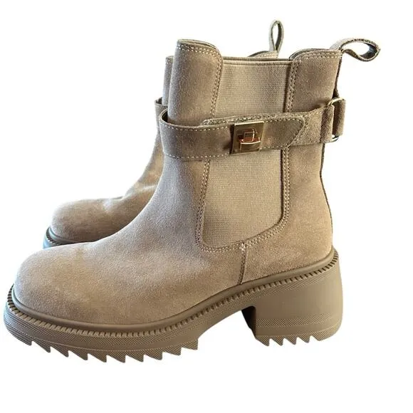 Steve Madden Gates Suede Rugged Chunky Heel Chelsea Ankle Boots NEW 8