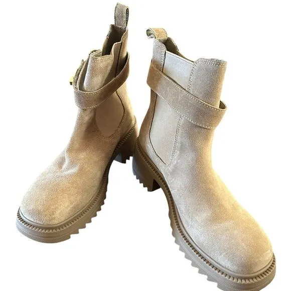 Steve Madden Gates Suede Rugged Chunky Heel Chelsea Ankle Boots NEW 8