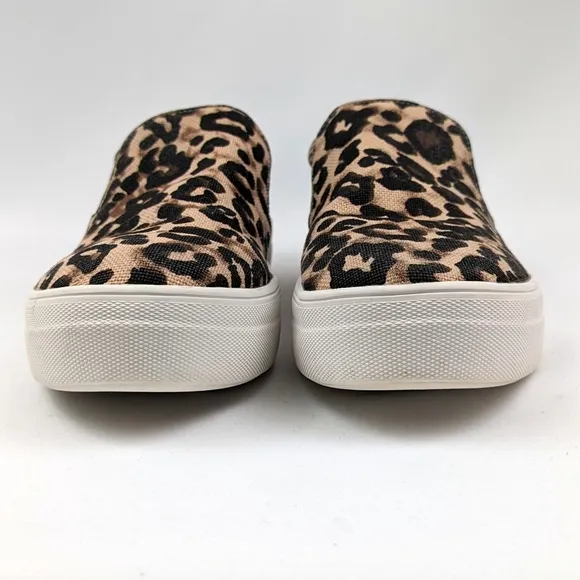 Steve Madden Gills Platform Sneaker Leopard Print Slip On Tan Black size 10