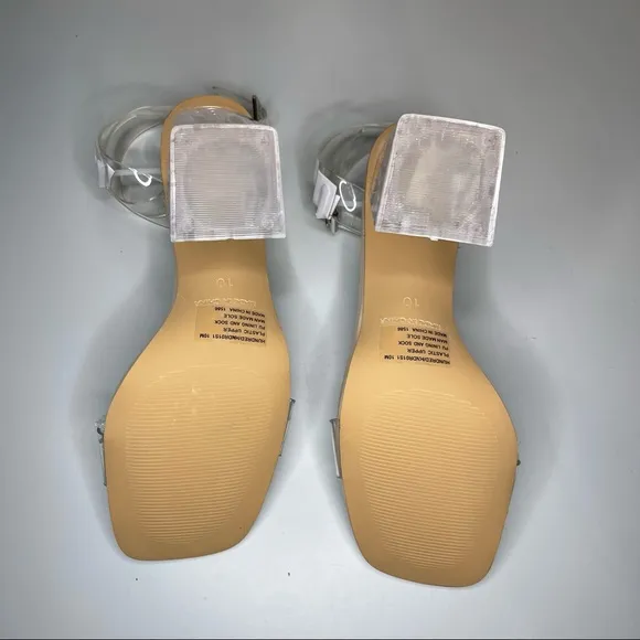 Steve Madden Hundred Clear Ankle Strap Block Heels