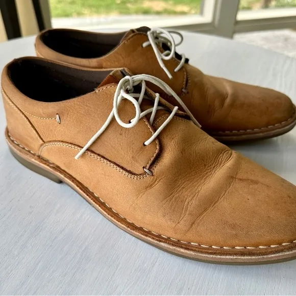 STEVE MADDEN, MENS HARPOON, TAN LEATHER OXFORDS. LACE-UP, SIZE 12