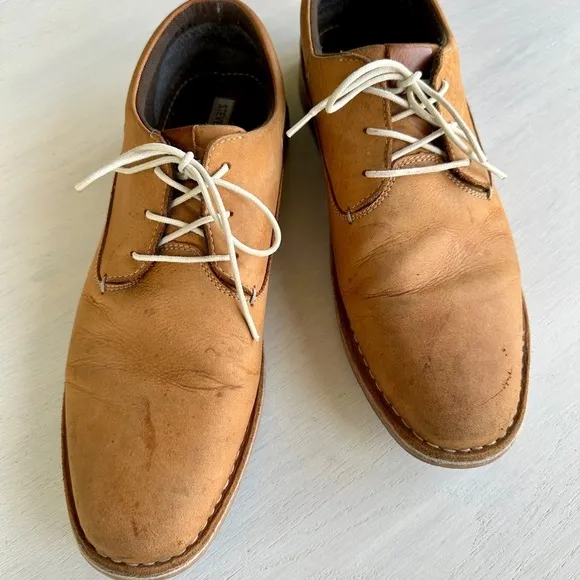 STEVE MADDEN, MENS HARPOON, TAN LEATHER OXFORDS. LACE-UP, SIZE 12