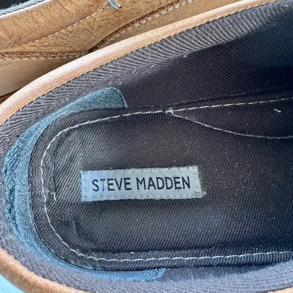 STEVE MADDEN, MENS HARPOON, TAN LEATHER OXFORDS. LACE-UP, SIZE 12