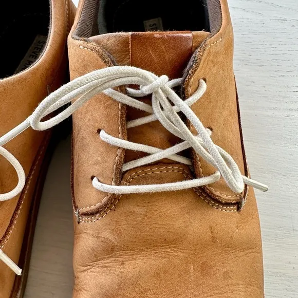 STEVE MADDEN, MENS HARPOON, TAN LEATHER OXFORDS. LACE-UP, SIZE 12