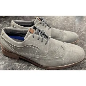 Steve Madden Mulder Mens Gray Leather  Wing Tip Oxfords Lace Up Sz 10