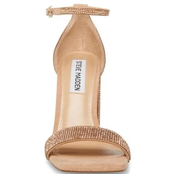 Steve Madden Tia Rhinestone Blush Block Heels Size 6.5 NWT