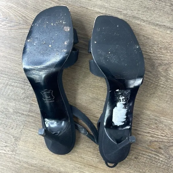 Stewart Weitzman Women’s Black Delovely Open Toe Strappy Heels, size 9.5