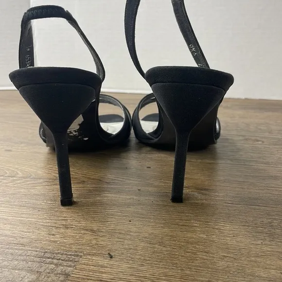 Stewart Weitzman Women’s Black Delovely Open Toe Strappy Heels, size 9.5