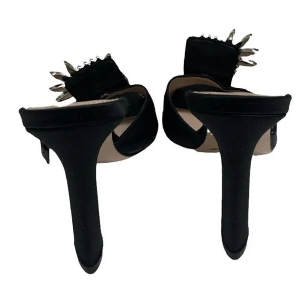 STUART WEITZMAN 8 Black Satin Peep Toe D'orsay Bow Pumps Heels BRAND NEW $575‎