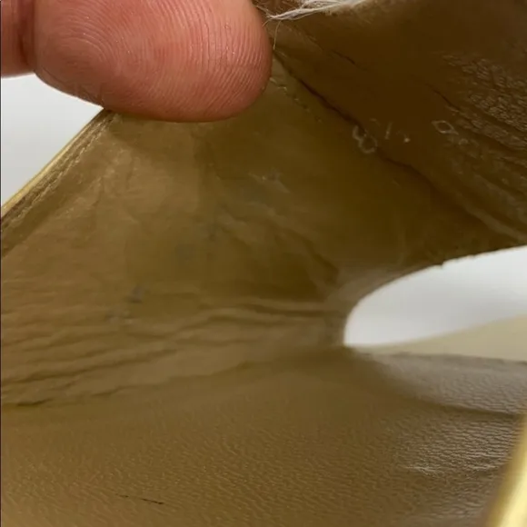 Stuart Weitzman 8.5 Gold Patent Leather Sandals
